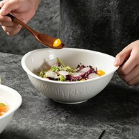 Nordischer Stil Umweltfreundliche Porzellan-Suppenschüssel 8/10/12 Zoll Bootförmige Salatschüssel für Restaurant & Haushalt