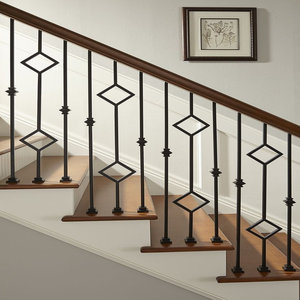 Rampe d'escalier intérieure en fer forgé de luxe avec design décoratif pour projets d'aménagement intérieur élégants pour maisons de luxe - Product Image 6