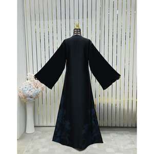 Abaya de Lujo con Cuentas y Flores de Zafiro, Conjunto de Dos Piezas, Largo Completo, Ropa Modesta para Mujer, para Bodas y Eventos Nocturnos - Product Image 4