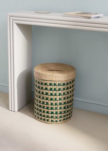 Panier long bicolore en fibres naturelles, fait main, pour rangement, vente en gros, écologique, fabriqué au Vietnam - Product Image 5