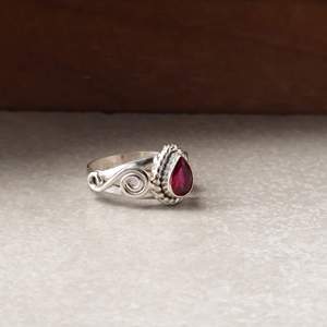SHYAM JEWELRS 925 Sterling Silver Rose Gold Plated Pink <b>Ruby</b> Bezel Setting Teardrop Gemstone Vintage Christian IGI Certified - Product Image 3