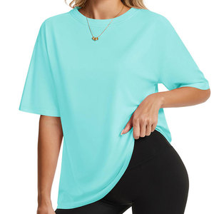 T-shirt décontracté personnalisé OEM pour femme, écologique, imprimé, 100 % coton, coupe ajustée, épaules tombantes, col rond confortable, mode estivale - Product Image 2