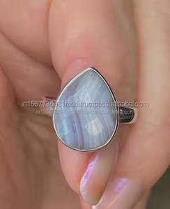 Anillo de ágata de encaje azul de la mejor calidad, anillo de Plata de Ley 925, anillo de ágata de encaje azul, Plata de Ley sólida, ágata de encaje azul de alta calidad - Product Image 2