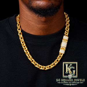 Collier chaîne Miami plaqué rhodium KG Square Jewels avec fermoir Moissanite Iced Out pour homme, idéal pour les soirées - Product Image 4