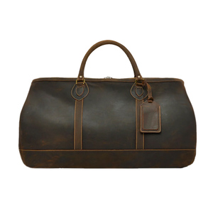 Vintage Genuine PU <b>Leather</b> Weekender <b>Bag</b> Large Capacity Travel Gym Sports Duffel Overnight Weekend Luggage Zipper Closure Men - Product Image 2