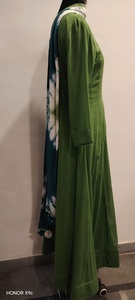 Kurta en rayonne brodée verte pour femme, coupe ample longue, style traditionnel indien pakistanais, tenue décontractée - Product Image 3