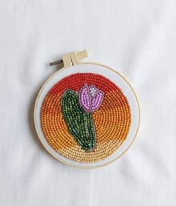 Tulip Flower Beaded Coaster Floral Handmade Drink <b>Mat</b> Aesthetic <b>Table</b> Decor - Product Image 1