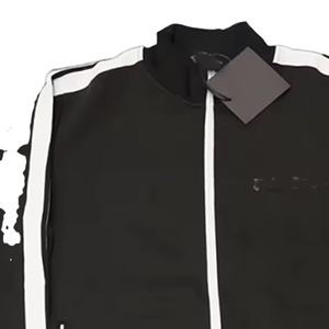 Chándal Unisex Negro de Manga Larga con Diseño a Rayas, Estilo Deportivo, Cierre de Cremallera, Bolsillos Laterales, Corte Regular, Ropa de Otoño - Product Image 5