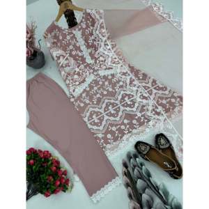 Conjunto de ropa de fiesta de diseñador para mujer Top Plazzo bordado y Dupatta - Product Image 4