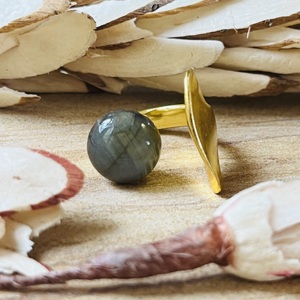 Modern Style High Demanding Labradorite Brass <b>Ring</b> 18k Gold Plated Open <b>Statement</b> <b>Ring</b> Vintage Style Wholesale <b>Ring</b> For Women - Product Image 5
