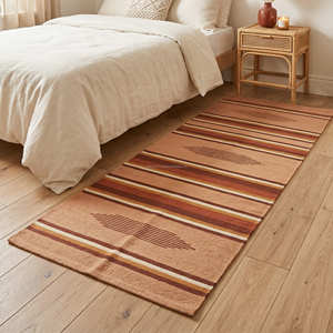 Grand tapis kilim en coton à rayures arc-en-ciel pour chambre d'enfant, salon familial, intérieurs contemporains et scandinaves - Product Image 3