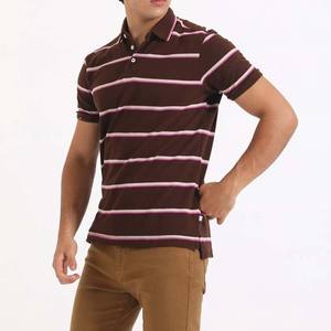 Polo de punto trenzado a rayas para hombre, prendas de punto de algodón premium, ropa informal de manga corta, polos para hombre en venta - Product Image 3