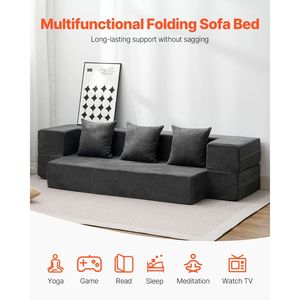 Divano Letto a L Pieghevole 3-in-1 con Materasso in Memory Foam 25D, 3 Cuscini e Rivestimento Lavabile - Product Image 2