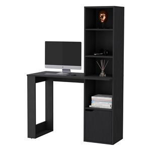 Scrivania per Computer Peterson Nera con Libreria a 4 Ripiani e Armadietto a 1 Porta, Arredamento Perfetto per l'Ufficio Domestico - Product Image 5