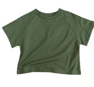 Vêtements pour enfants, t-shirt à manches courtes, été, couleur unie, col rond, décontracté, 100% coton - Product Image 4