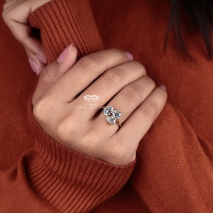 Three Stone Lab Grown Diamond Engagement <b>Ring</b> Mixed Shape Pear Oval and <b>Cushion</b> Cut Bridal <b>Wedding</b> Jewelry Supplier - Product Image 3