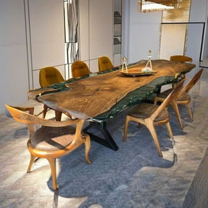 Mesa de Resina Epoxi Hecha a Mano de Lujo, Mesa de Madera con Borde Natural, Mesa de Comedor de Resina en Tonos Cálidos, Mesa de Resina Epoxi para Sala de Estar, Moderna - Product Image 3
