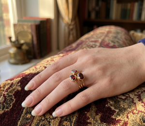 18k Solid Yellow Gold Bezel Setting Natural Oval Cut Red Fire <b>Garnet</b> Gemstone Wedding <b>Ring</b> Unisex Jewelry for Wholesale - Product Image 6