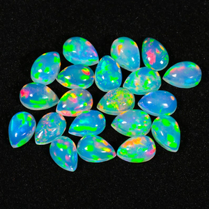 Opale blanche naturelle d'Éthiopie, cabochon en forme de poire, pierre précieuse en vrac 4x6mm, opale de feu arc-en-ciel Welo pour la fabrication de bijoux, vente en gros - Product Image 1