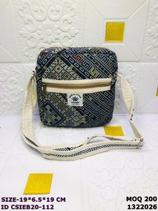 HIMALAYAN HEMP <b>Canvas</b> Cross Body Bag Heart Pattern Zipper Closure Casual Daily Use 19x6.5x19cm Eco-Friendly - Product Image 4