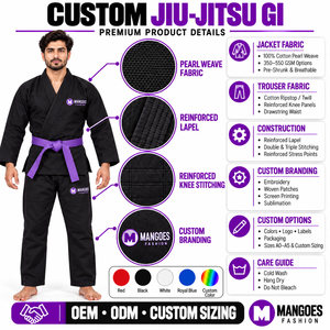 Adult Brazilian Jiu Jitsu Gi BJJ Uniform <b>Men</b> Women Preshrunk Gold Weave Lightweight <b>Kimono</b> <b>Jacket</b> Pants Training 100% Cotton - Product Image 6