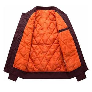 Veste matelassée orange pour homme, col rabattu, fermeture éclair, style décontracté, coupe-vent, polyester, vêtements d'hiver - Product Image 3