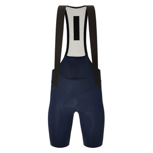 Pantalones Cortos de Ciclismo Azul Marino para Hombre con Tirantes Negros Ajustados y Acolchado de Gamuza - Product Image 4