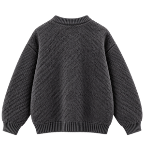 Suéter de Punto Texturizado de Lana/Poliéster para Otoño, Cuello Redondo, Manga Larga, Puños y Dobladillo Acanalados, Estilo Casual Urbano, Venta al por Mayor, Ropa Personalizada - Product Image 2