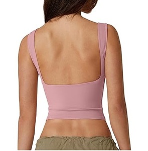 Último Estilo, Top Corto de Buena Calidad para Mujer, Camiseta sin Mangas, Transpirable, Corte Regular, Verano, Espalda Descubierta, Camisas con Aberturas - Product Image 4