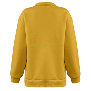 Pull décontracté pour femme, jaune moutarde, col montant, fermeture éclair, manches chauve-souris, tricoté, couleur unie, à manches longues, pour l'automne - Product Image 2
