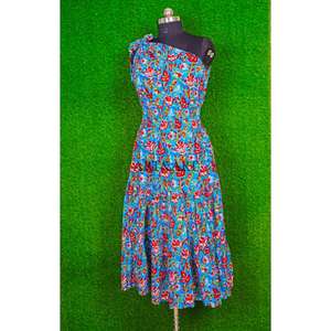 Vestido largo de algodón estilo indio para mujer, sin mangas, con encaje dulce, estampado floral, de un solo hombro, estilo bohemio, informal, formal - Product Image 5