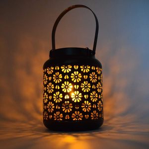 <b>Brass</b> Cylinder Candle Holder With Floral Cutouts Home Decoration Durable Metal <b>Lantern</b> - Product Image 2