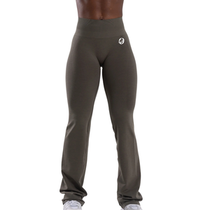Olive <b>Green</b> Women's Pump Mid Rise Flared Pants Stretch Gym Fitness Yoga Workout Athletic Activewear Comfortable Training Bottoms - Product Image 1