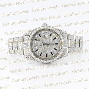 Alta calidad D VVS Moissanite Diamond Fully Iced Out Pass Diamond Tester Acero inoxidable Auto Date Diamond Watch - Product Image 2