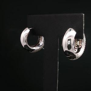 Moissanite Round Cut Diamond Wide <b>Huggie</b> Earrings With 925 <b>Silver</b> Fine Romantic Jewelry for Women's Engagement Gift - Product Image 3