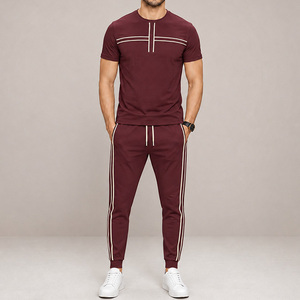 Conjunto Deportivo Casual de Verano de Alta Calidad, Estampado, Mezcla de Algodón Suave, Ligero, Elástico y Transpirable, Camiseta de Manga Corta y Pantalones Jogger - Product Image 5