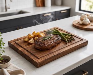 Planche à découper en bois artisanale pour la cuisine, robuste, pour couper, servir et préparer les aliments, planche à découper en bois naturel rustique - Product Image 3