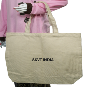 <b>Large</b> Capacity Fashion Tote Bag <b>Plain</b> Structured Sustainability Eco Friendly Recycled Organic Black Cotton <b>Canvas</b> Custom Printed - Product Image 4