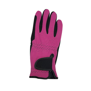 Guantes de equitación de gamuza rosa y negro de dedo completo, marca privada, guantes de equitación de alto rendimiento con agarre suave para mujer - Product Image 3