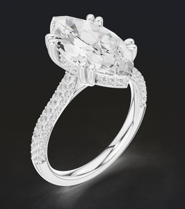 Bague de luxe en diamants de laboratoire taillés marquise et ronds, bijoux de mariage élégants pour la mariée, vente en gros - Product Image 4