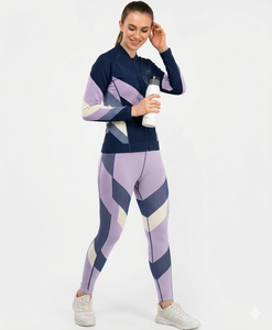 Conjunto Deportivo para Mujer, Reversible, con Cierre Completo, Cuello Alto, 100% Algodón, Sudadera Deportiva, Pantalones Jogger con Cintura Elástica, para Gimnasio y Entrenamiento - Product Image 5