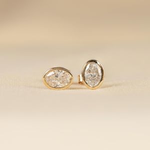 High Demand 1.01CT Oval Cut Diamond Solitaire Stud Earrings Lab Grown 18K Yellow Gold Wedding & Engagement Party Jewelry Charms - Product Image 4