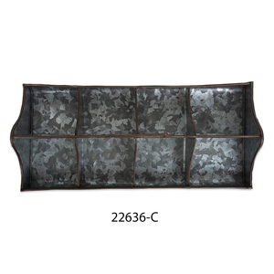 Plateau de rangement rustique en métal galvanisé à 8 compartiments, fabricants de jardinières en métal rustique en Inde - Product Image 3