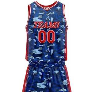 TEAMS Custom Basketball Jersey Set Camouflage Print Quick Dry Sleeveless Tank <b>Top</b> with Matching Shorts for Adults Unisex - Product Image 3