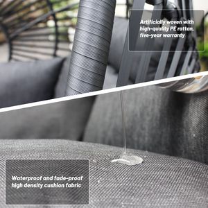 High Quality Black PE Wicker <b>Egg</b> <b>Chair</b> <b>Indoor</b> and Outdoor Patio Swing Model D0100HPVB6W - Product Image 3