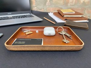 Boîte de rangement carrée en cuir véritable pour bureau, organiseur de clés fait main en cuir véritable, étui de rangement GLTY-0071 - Product Image 2