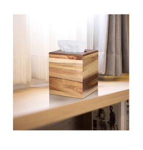 Wooden Tissue Box Square Shape <b>Solid</b> <b>Wood</b> Best Quality & Acceptable Price for Hotel <b>Desks</b> & Bars Creative Storage - Product Image 1