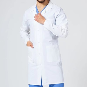 Batas de Laboratorio Médicas de Manga Larga de Algodón Tejido Personalizadas al por Mayor para Doctores y Enfermeras - Uniformes de Hospital Unisex Blancos - Product Image 2