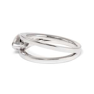 Anillo de compromiso de oro blanco de 14K chapado en plata de ley con diamante de laboratorio de 1 quilate talla marquesa, certificado IGI, para mujer, diseño único asimétrico de doble banda - Product Image 6