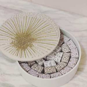 Bead Embroidered Round Candy <b>Box</b> Custom Exclusive Dessert Packaging Wooden Fabric <b>Ramadan</b> Birthday Cake Chocolate <b>Gift</b> <b>Box</b> - Product Image 1